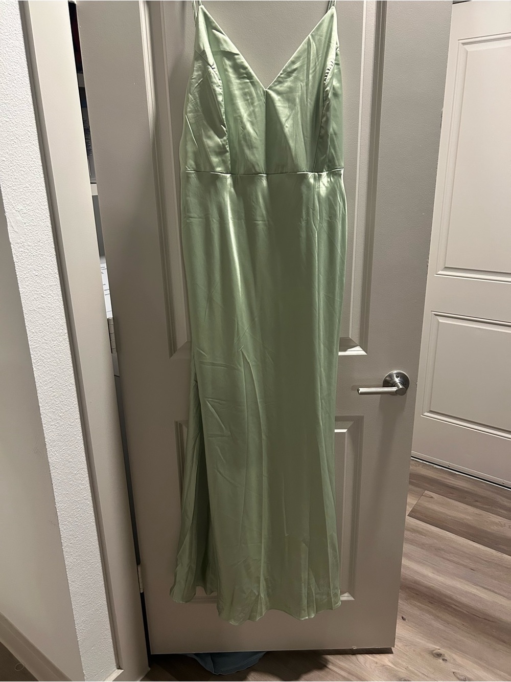 Fashion Nova Mint Green Satin Maxi Slip Dress